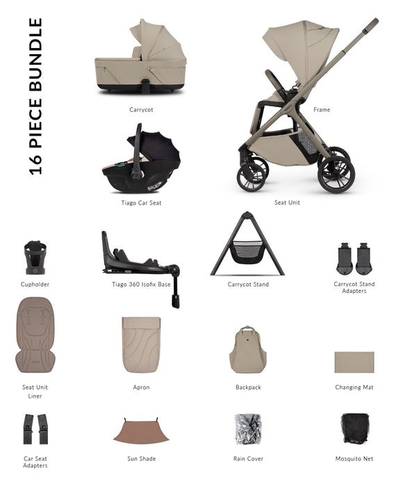 Venicci Tila - Ultimate bundle with Tiago Car Seat & Base Beige - Latte - Delivery Mid August
