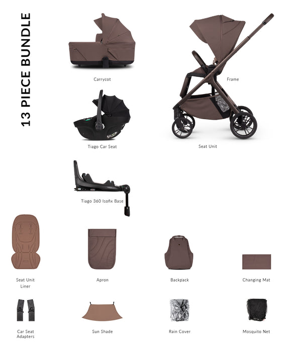 Venicci Tila - Luxury bundle with Tiago Car Seat & Base Black - Noce - Delivery Early August