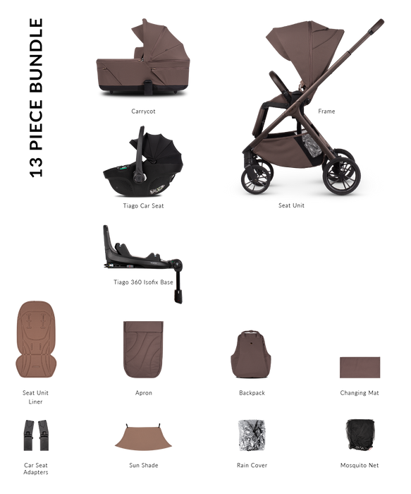 Venicci Tila - Ultimate bundle with Tiago Car Seat & Base Black - Noce - Delivery Early August