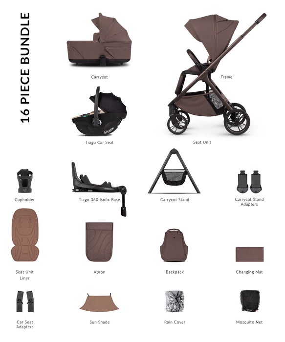 Venicci Tila - Ultimate bundle with Tiago Car Seat & Base Beige - Noce - Delivery Early August