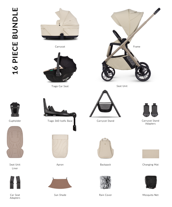Venicci Tila - Ultimate bundle with Tiago Car Seat & Base Beige - Sabbia - Delivery Early August