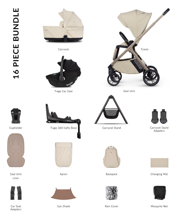 Venicci Tila - Ultimate bundle with Tiago Car Seat & Base Black - Sabbia - Delivery Early August
