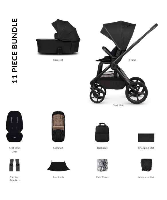 Venicci Upline 3 Onyx - Essential Bundle - Delivery Mid June