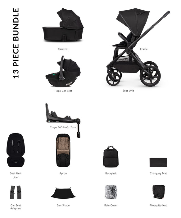 Venicci Upline 3 Onyx - Luxury Bundle Tiago Black - Delivery Mid June