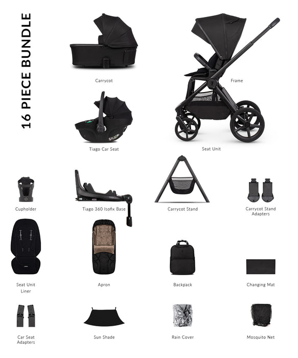 Venicci Upline 3 Onyx - Ultimate Bundle Tiago Black - Delivery Mid June