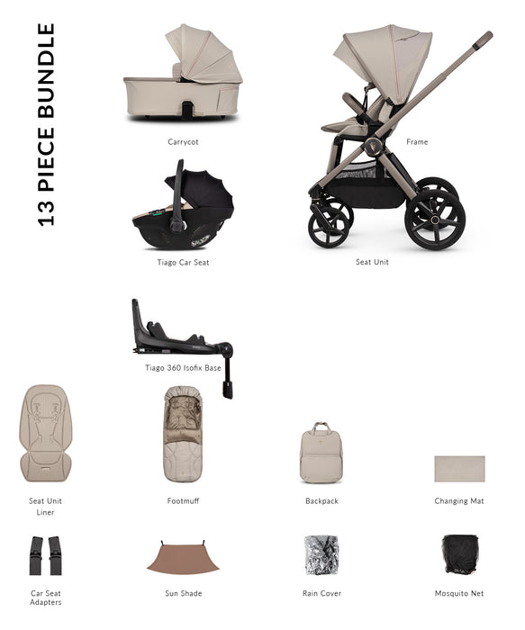Venicci Upline 3 Pebble - Luxury Bundle Tiago Beige - Delivery Early June