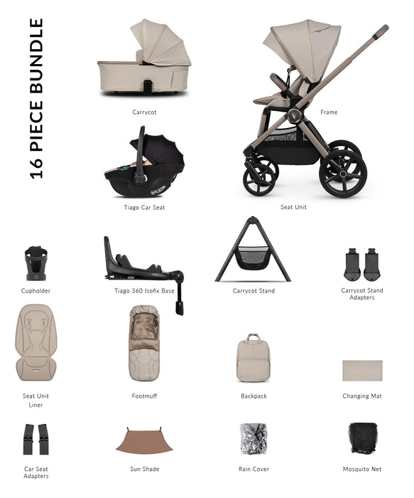 Venicci Upline 3 Pebble - Ultimate Bundle Tiago Beige - Delivery Early June