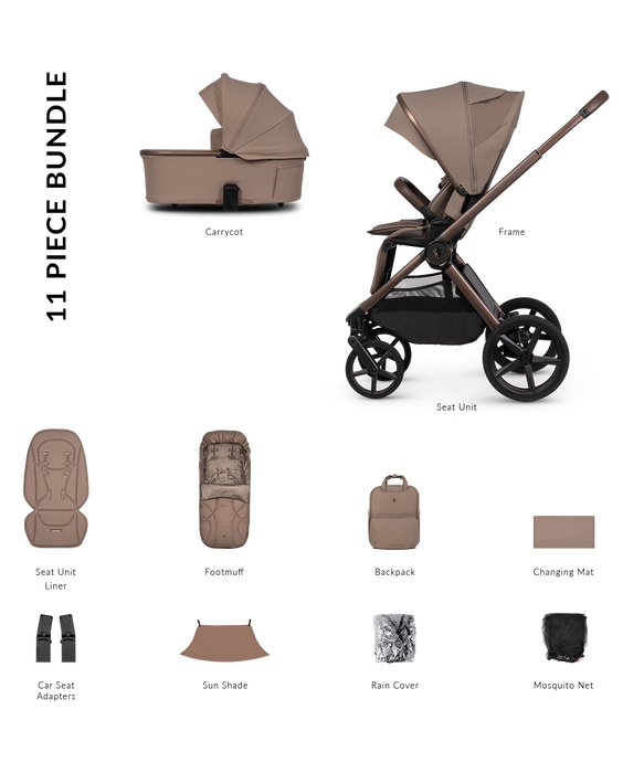 Venicci Upline 3 Sand - Essential Bundle - Delivery Mid June