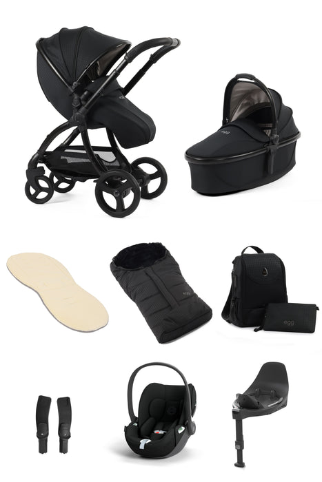 egg3 Houndstooth Black Bundle Luxury Package with Cybex Cloud T Car Seat & Base - Late August Delivery