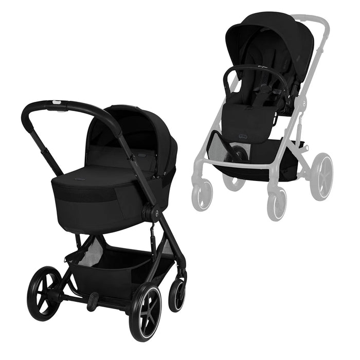 Cybex Balios S Lux Pushchair + Fold Carrycot - Moon Black - Delivery Late August