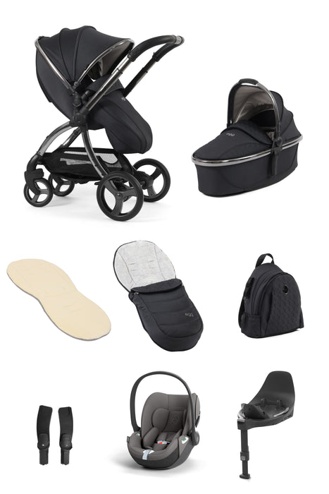 egg3 Carbonite Bundle Luxury Package with Cybex Cloud T Car Seat in Grey & Base - Delivery Early July