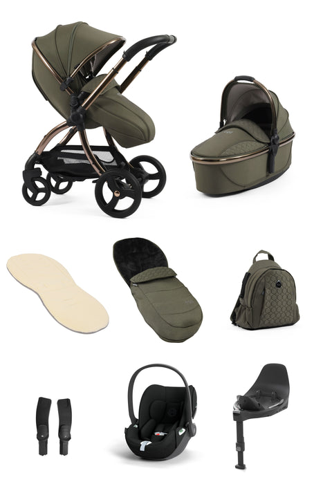 egg3 Hunter Green Bundle Luxury Package with Cybex Cloud T Car Seat & Base - Late August Delivery