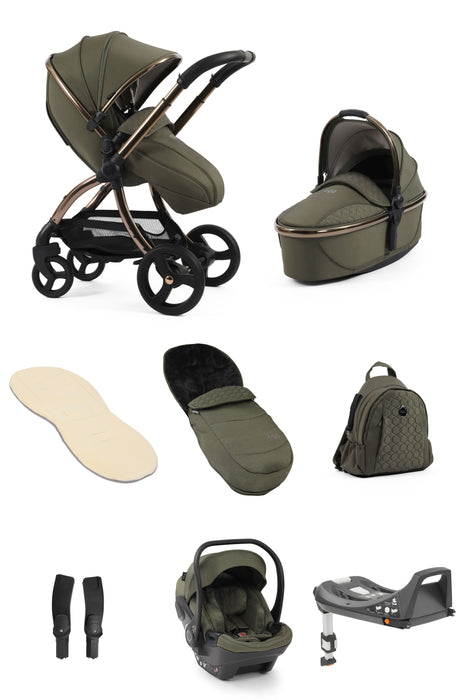 egg3 Hunter Green Bundle Luxury Package with egg3 Shell Infant Car Seat & Base - Delivery Late June