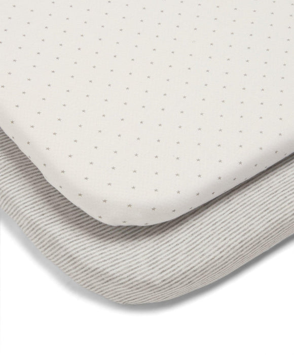 Mamas & Papas Lua Bedside Crib Grey Star/Grey Stripe