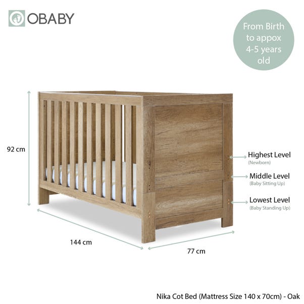 Obaby Nika 2 Piece Nursery Room Set - Oak - Delivery Late June