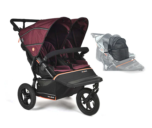 Out n About Nipper V6 Double Newborn Pod & Toddler Bundle - Brambleberry Red - Delivery Mid July