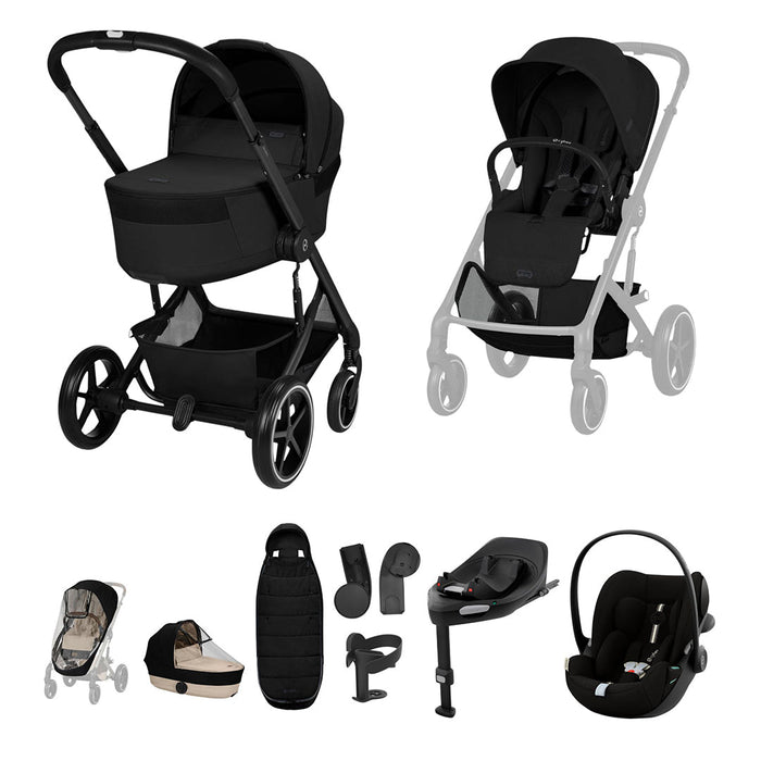 Cybex Balios Fold Cot Travel System - Moon Black - Delivery Late August