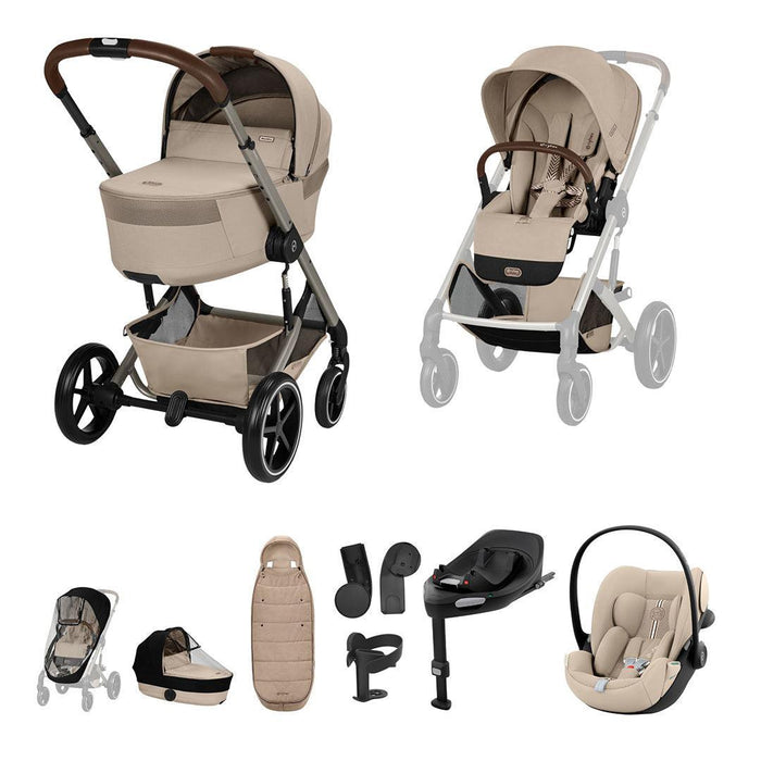 Cybex Balios Fold Cot Travel System - Almond Beige - Delivery Late August