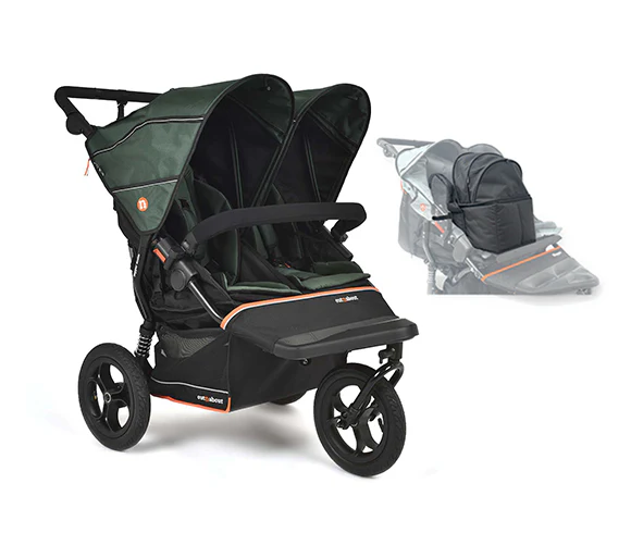 Out n About Nipper V6 Double Newborn Pod & Toddler Bundle - Sycamore Green - Delivery Mid July