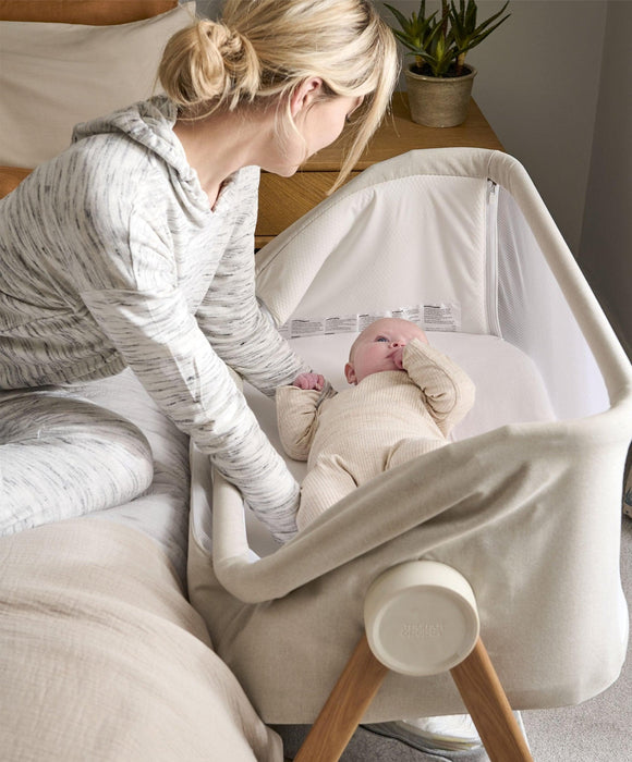 Mamas & Papas Lua Bedside Crib Fawn/Oatmeal