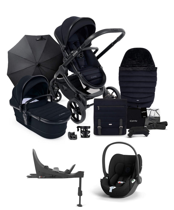 iCandy Peach 7 Complete Bundle with Cybex Cloud T Car Seat & Base - Black Edition - In Store Only