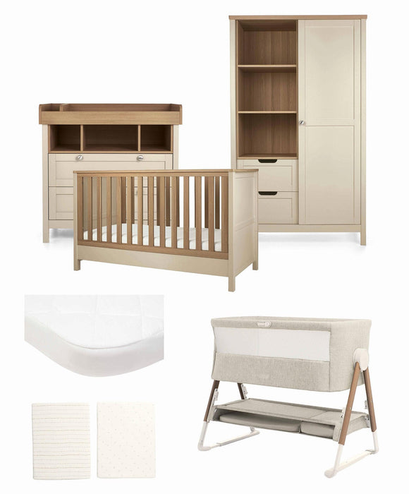 Mamas & Papas Harwell Nursery Bundle with Lua Bedside Crib - Cashmere
