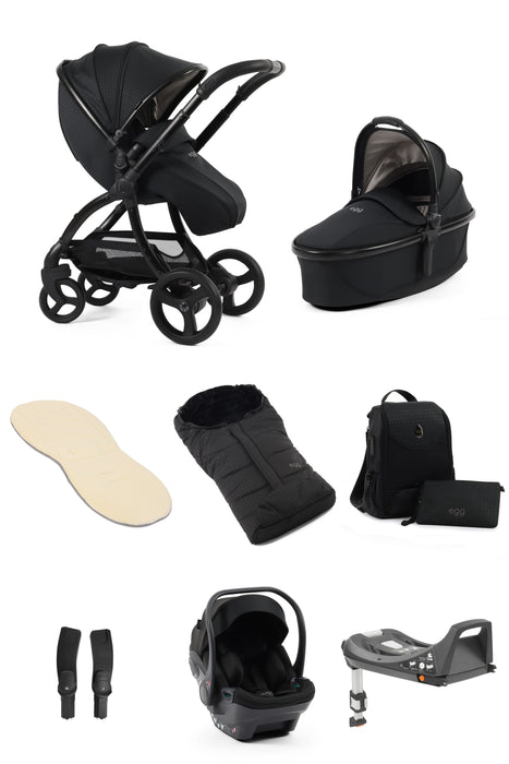 egg3 Houndstooth Black Bundle Luxury Package with Egg Shell Car Seat & Base - Delivery Late June