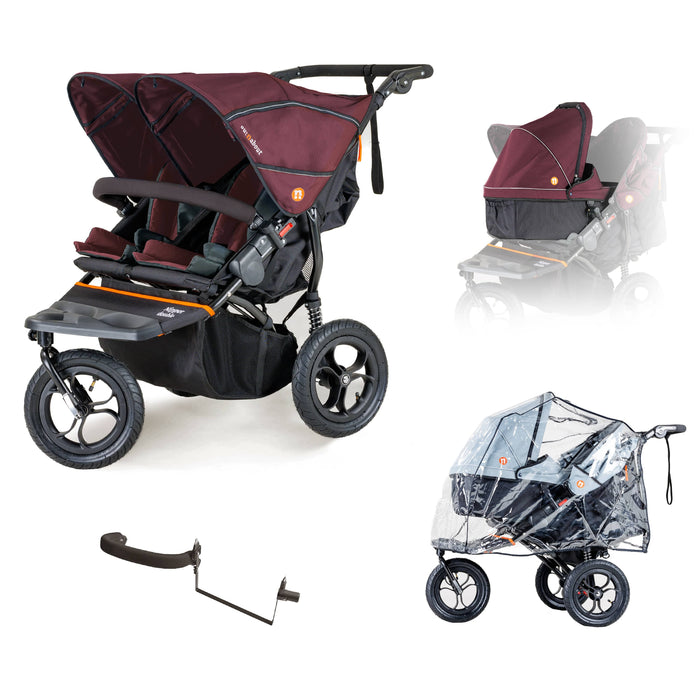 Out n About Double Nipper V5 Newborn & Toddler Starter Bundle - Brambleberry Red - Delivery Late April