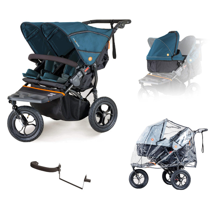 Out n About Double Nipper V5 Newborn & Toddler Starter Bundle - Highland Blue - Delivery Late April