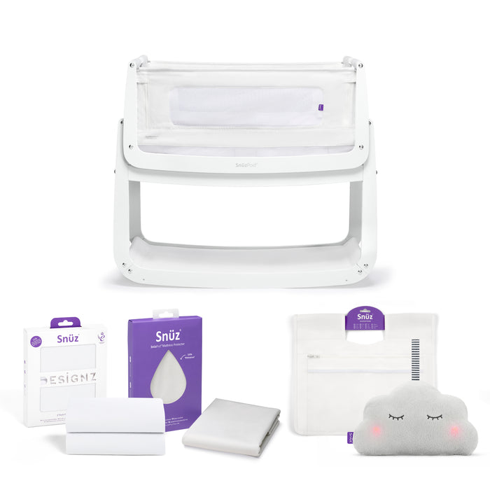 SnuzPod 4 Bedside Crib Essential Bundle - White