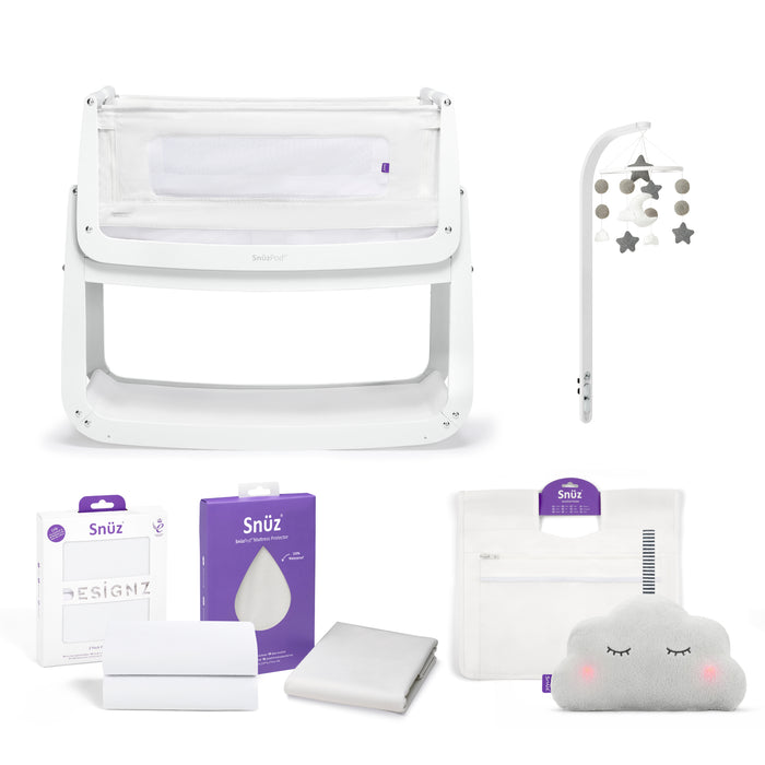 SnuzPod 4 Bedside Crib Complete Bundle - White