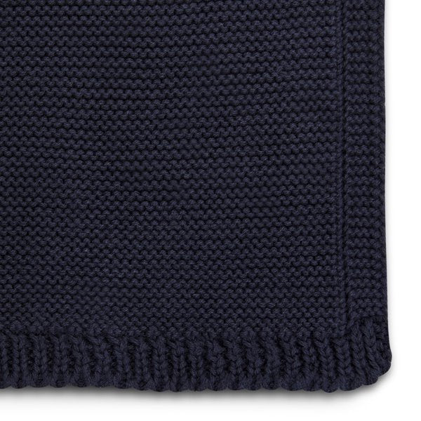The Little Green Sheep Organic Knitted Cellular Baby Blanket - Midnight