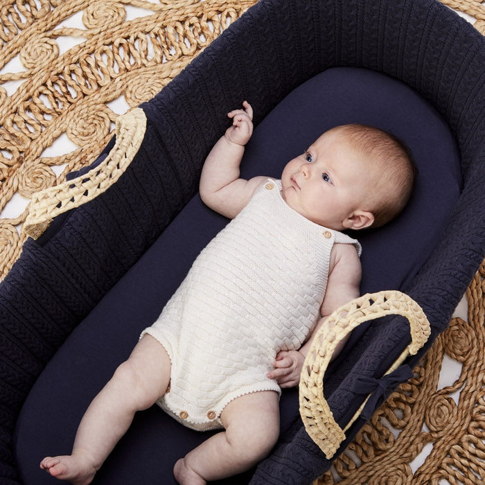 The Little Green Sheep Organic Moses Basket Fitted Sheet - Midnight Delivery 1-2 weeks