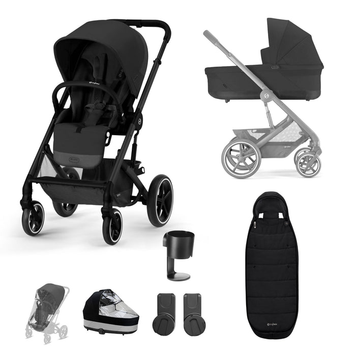 Cybex Balios S Lux Bundle with Aton B2 Car Seat & Base - Moon Black/Black Frame - Delivery Early Dec