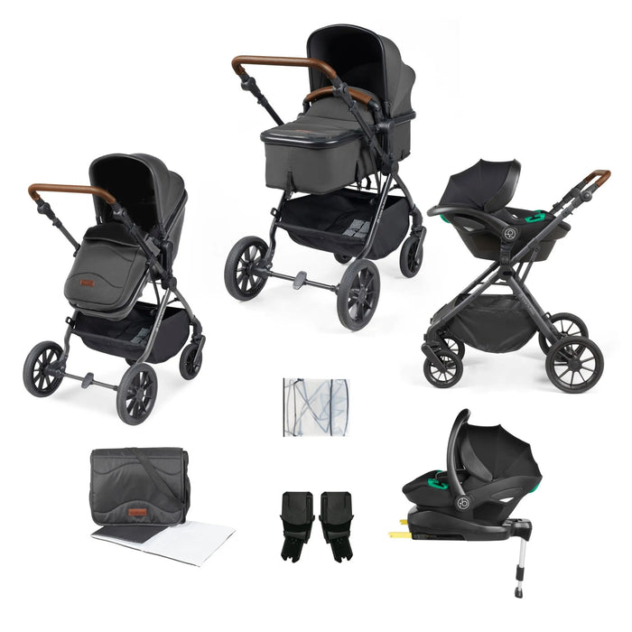 Ickle Bubba Cosmo i-Size Travel System with Isofix Base - Black/Graphite Grey - Delivery Mid June