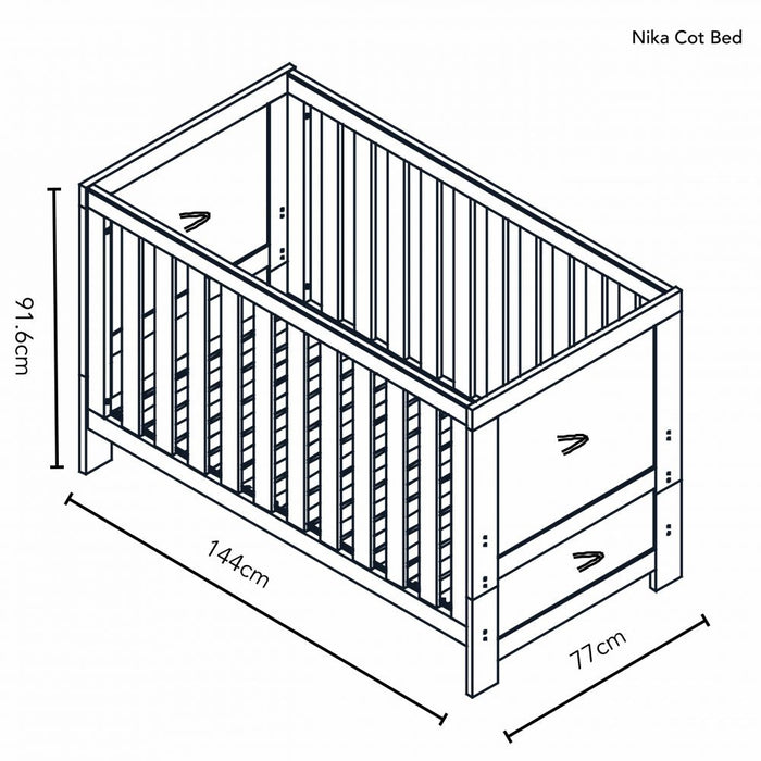 Obaby Nika 3 Piece Room Set with Cot Bed & Changing Unit - Oatmeal - Delivery Late April