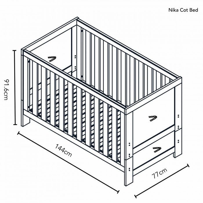 Obaby Nika 2 Piece Room Set with Cot Bed & Changing Unit - Oatmeal - Low Stock