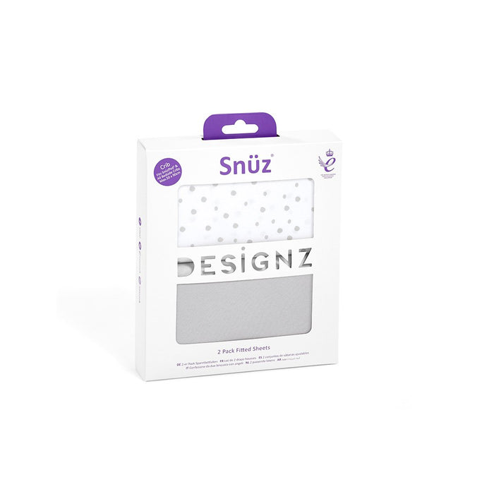 SnuzPod Crib 2 Pack Fitted Sheets - Grey Spots
