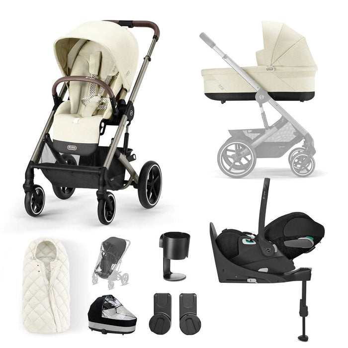 Cybex Balios S Lux Bundle with Cloud T Swivel Car Seat & Base - Seashell Beige/Taupe Frame