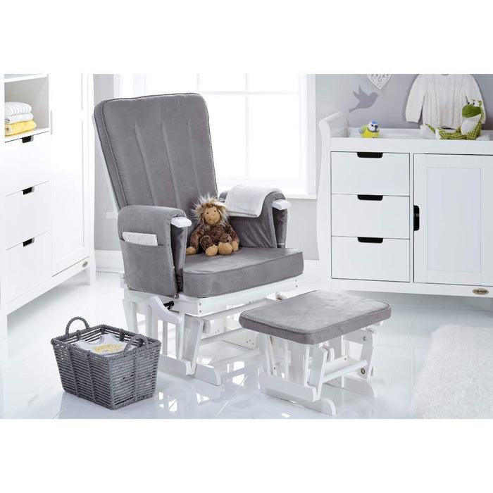 Obaby Stamford Luxe 7 Piece Room Set including Deluxe Glider Chair - Warm Grey