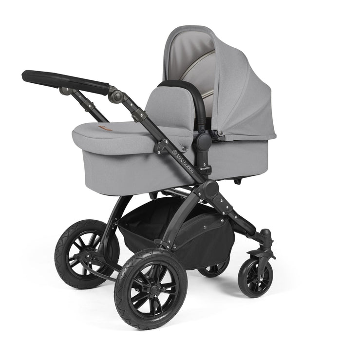 Ickle Bubba Stomp Luxe i-Size Travel System with Stratus Car Seat & Base - Pearl Grey Black - Delivery Early January