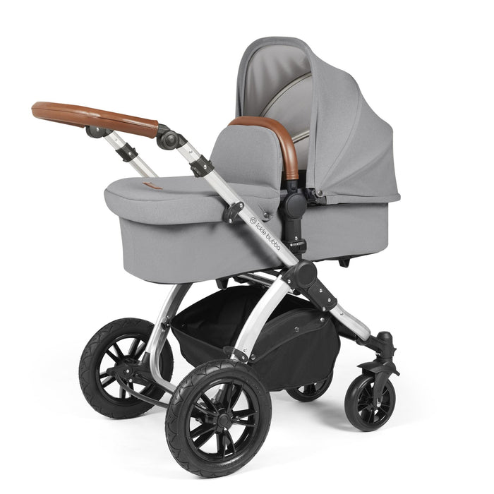 Ickle Bubba Stomp Luxe i-Size Travel System & Home Bundle with Cirrus Car Seat & Base - Pearl Grey Silver