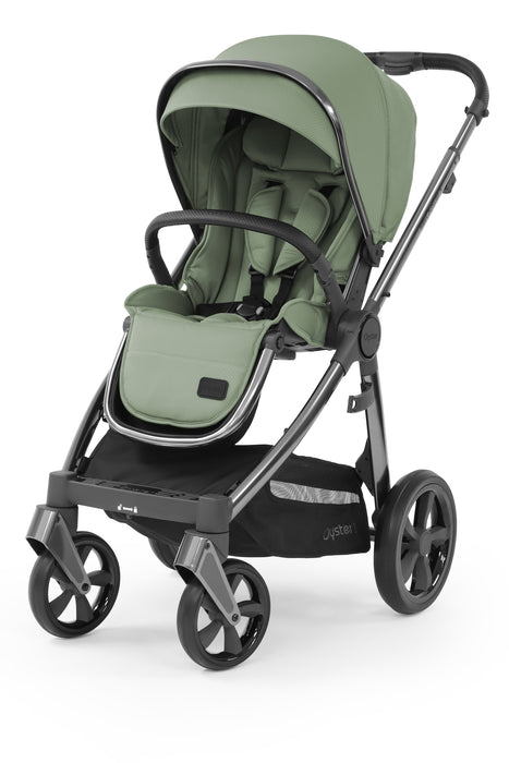 BabyStyle Oyster 3 Ultimate Bundle with Capsule i-Size Car Seat & Oyster Duofix Base - Spearmint on Gunmetal Chassis - Delivery Late May