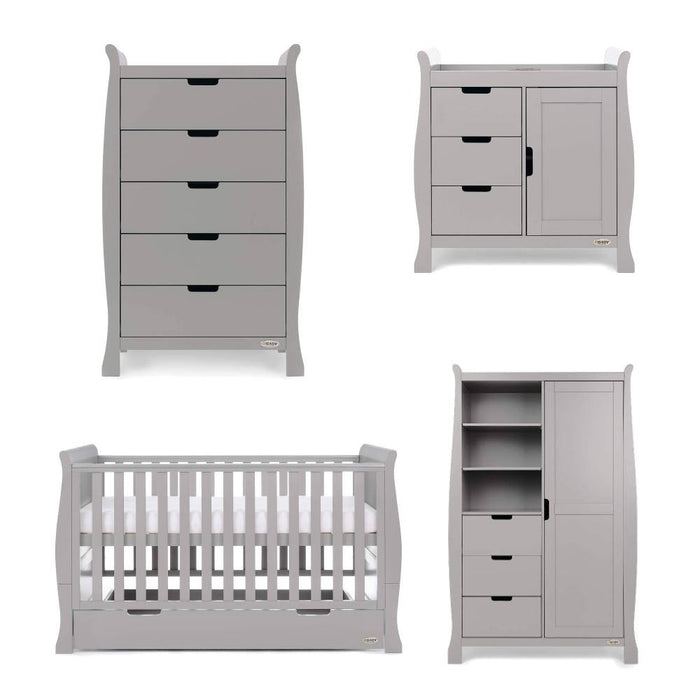 Obaby Stamford Classic Sleigh 4 Piece Room Set - Warm Grey - Delivery Late May