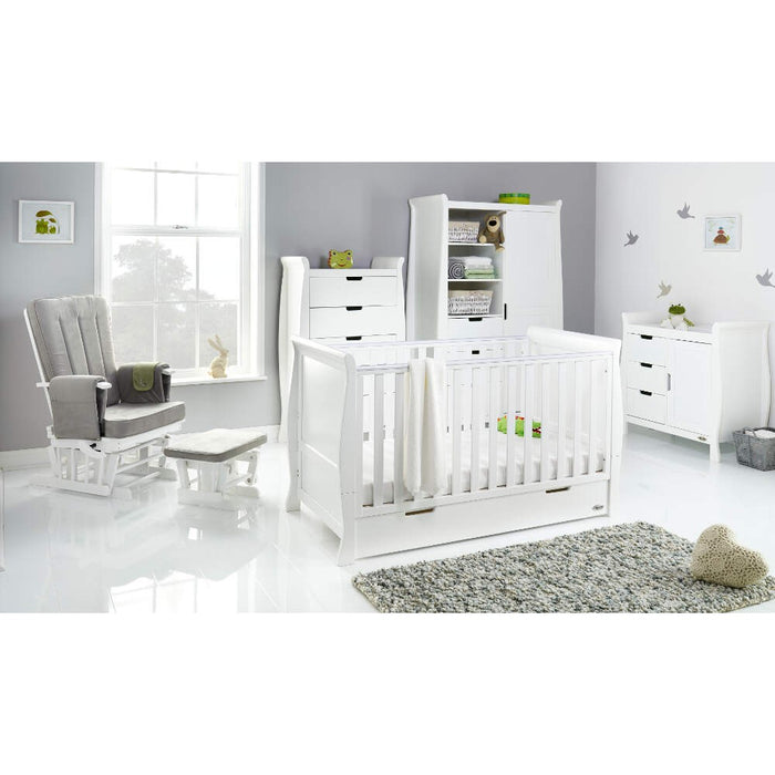 Obaby Stamford Classic Sleigh 5 Piece Room Set - White - Delivery Late April